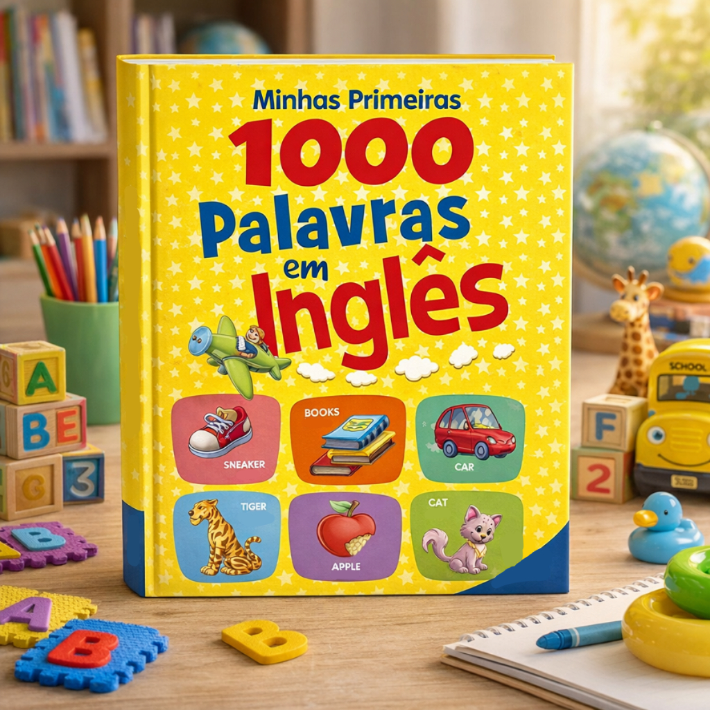 Livro Educativo Minhas Primeiras 1000 Palavras em Inglês Com Pronúncia e Ilustrações Para Criança