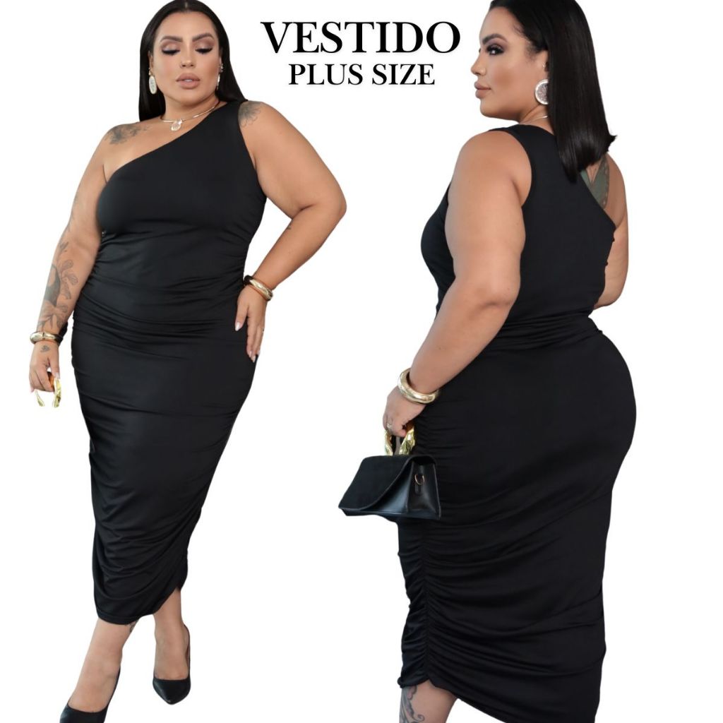 Vestido Plus Size Feminino Midi Modela o Corpo Elegante e Confortável Tecido Premium para Festa Noite Jantar e Eventos