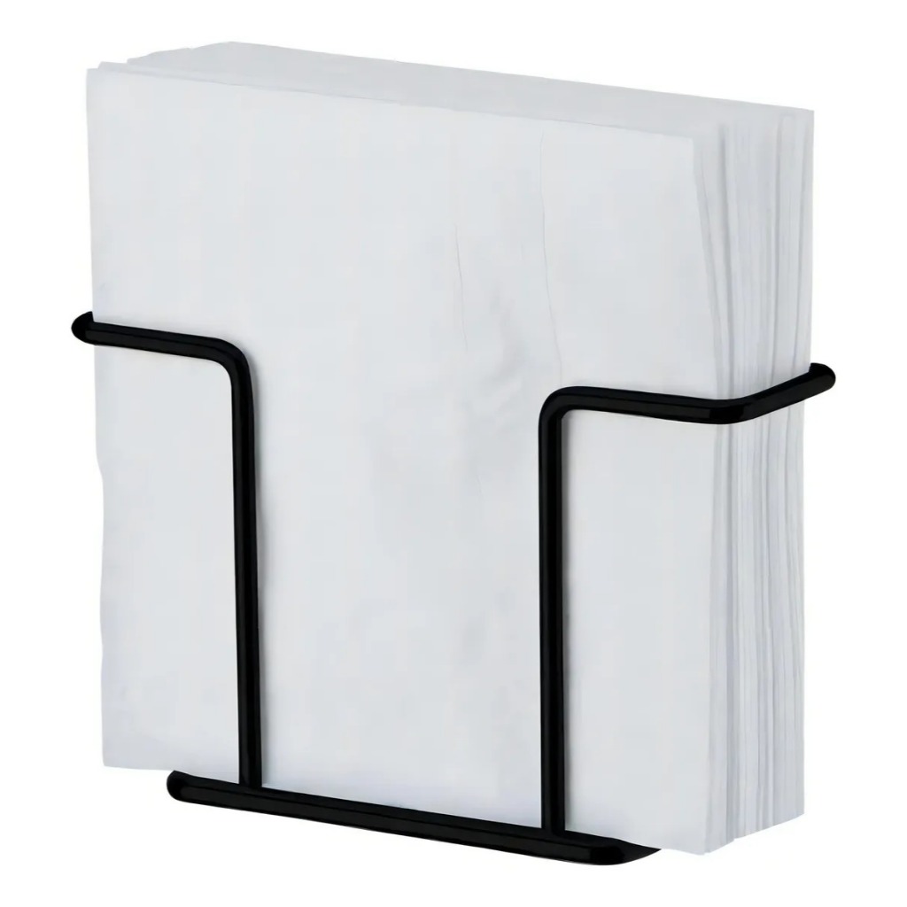 Porta Guardanapos Aço Carbono Resistente Limpa Fácil Preto Fosco