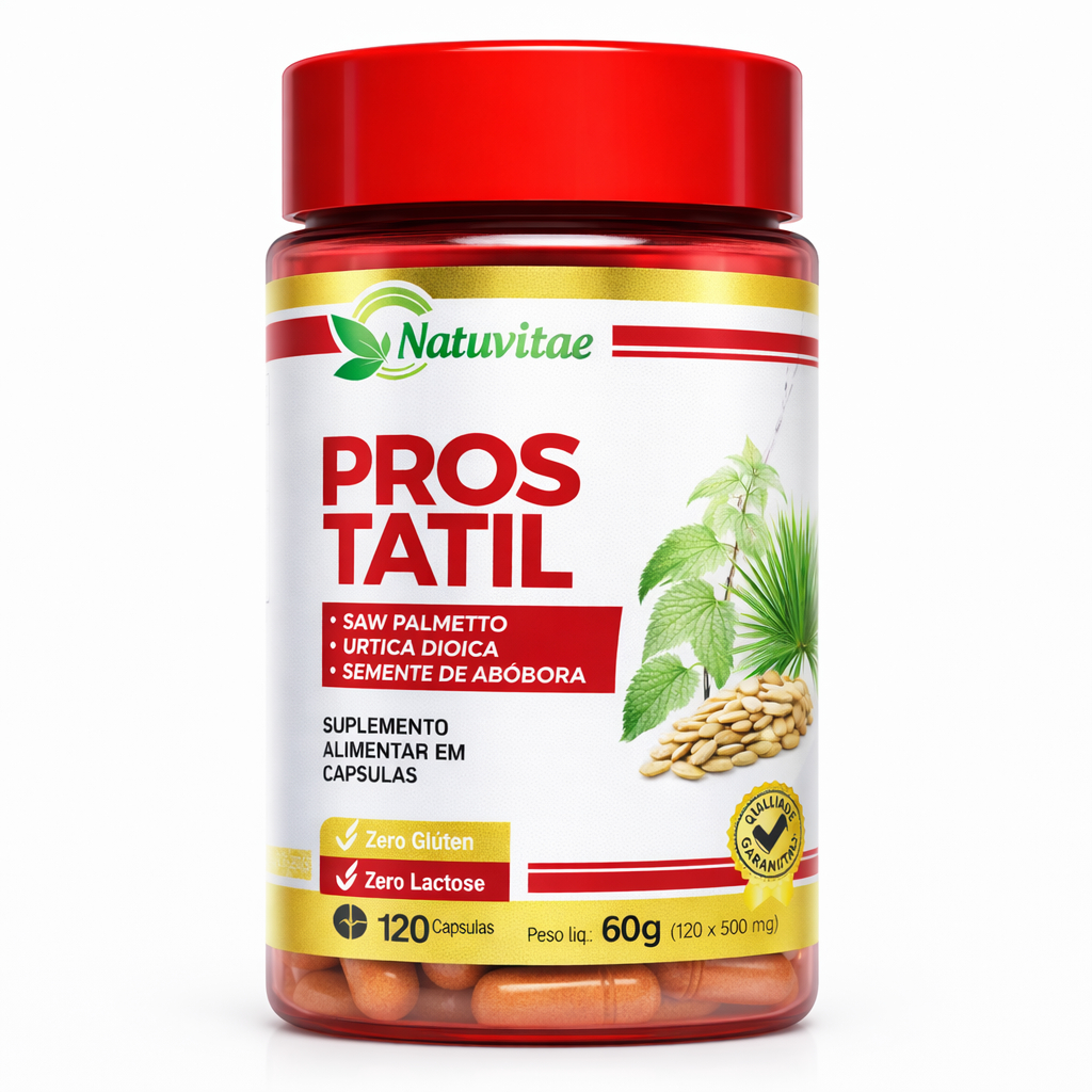 Prostatil - Saw Palmetto+Urtiga Dioica+Semente de Abóbora 120 cps 500mg - Natuvitae
