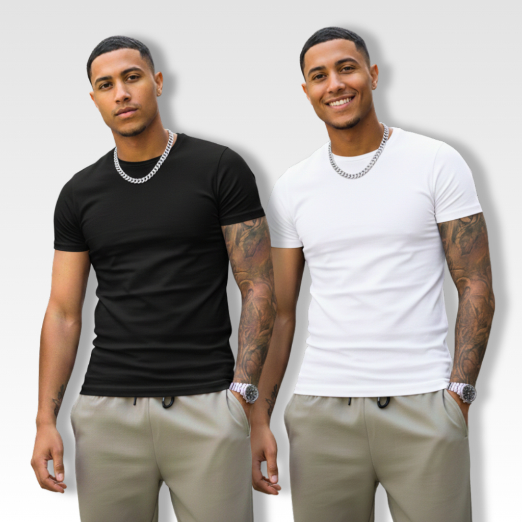 Camiseta Masculina Canelada Masfe Estilo Americano Básica Slim Fit Confortável Leve e Macia