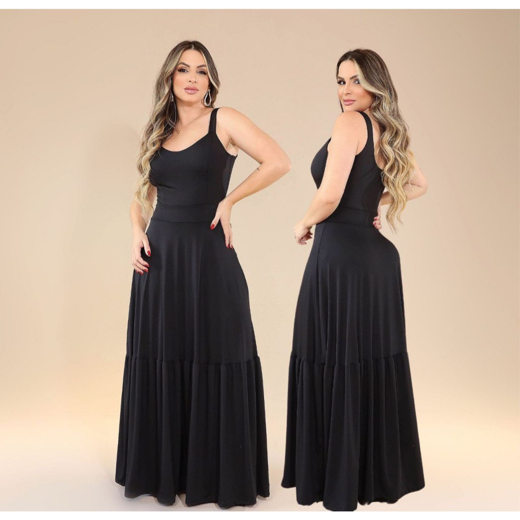 Vestido Longo Feminino de Malha Alça Fina Casual Elegante Moda Verão Confortável Leve Tendência Moda Feminina