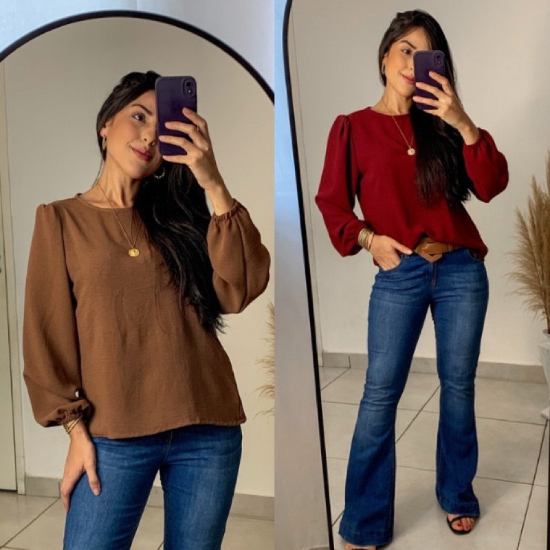Blusa Feminina Elegante em Crepe Duna Para o Trabalho E Dia-a-da em Oferta na Shopee