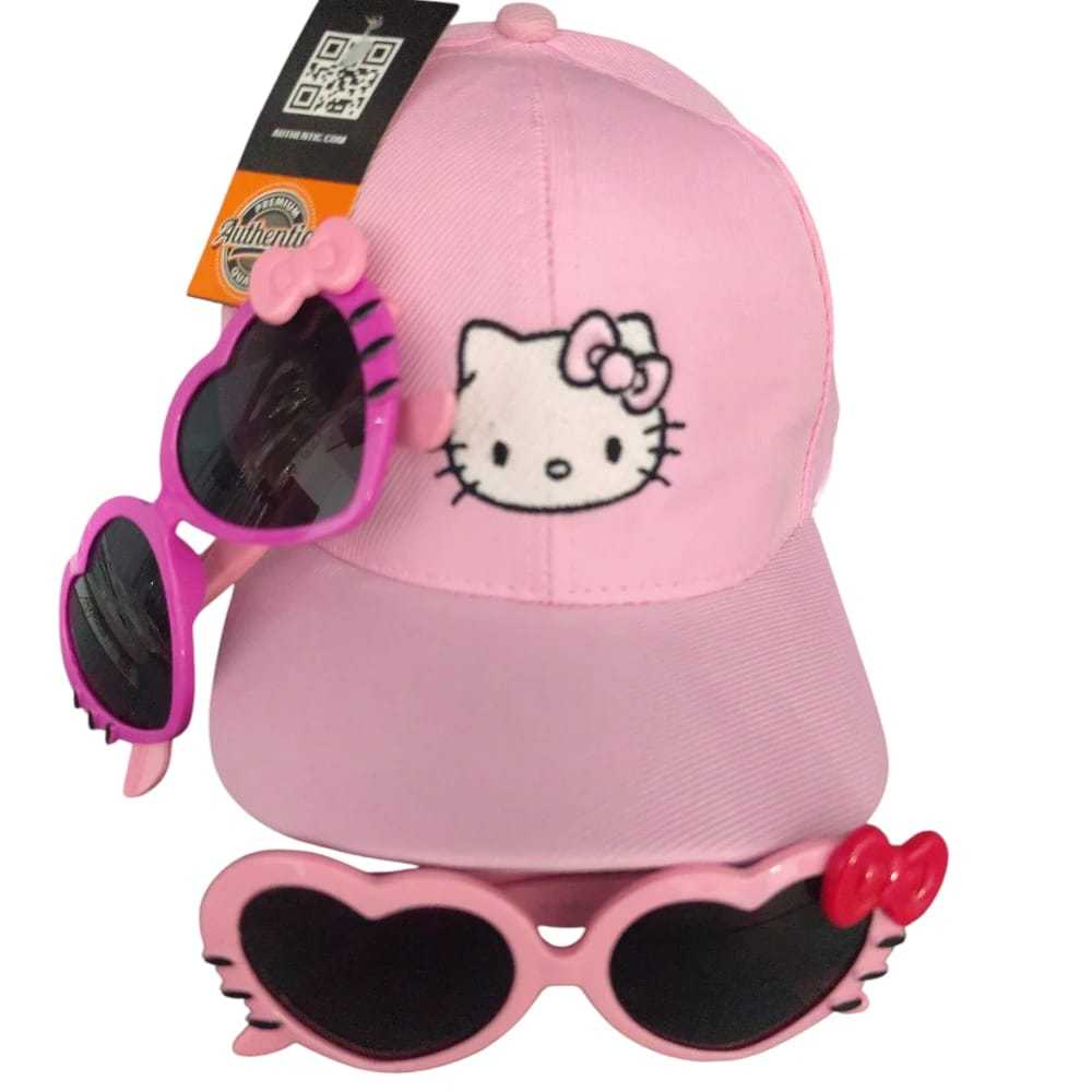 Boné Infantil de Aba Curva Bordado alto relevo da Hello Kitty + Oculos Infantil Rosa