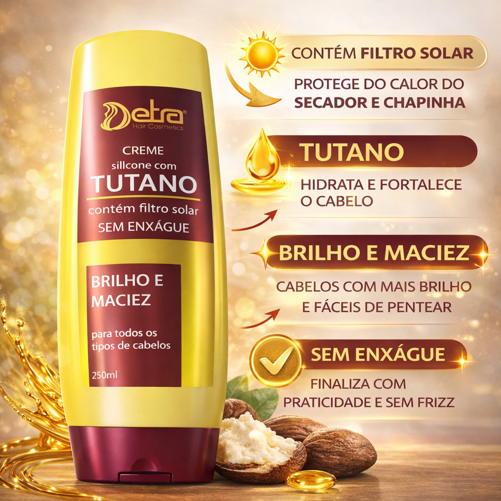 Creme de pentear Tutano e Manteiga de Karité Sem enxague 250 ml Detra Hair cosméticos