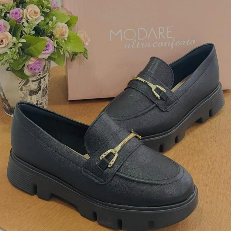Sapato Feminino Mocassim Casual Tratorado Confortável Leve Macio Estiloso Moderno Modare  7409.102