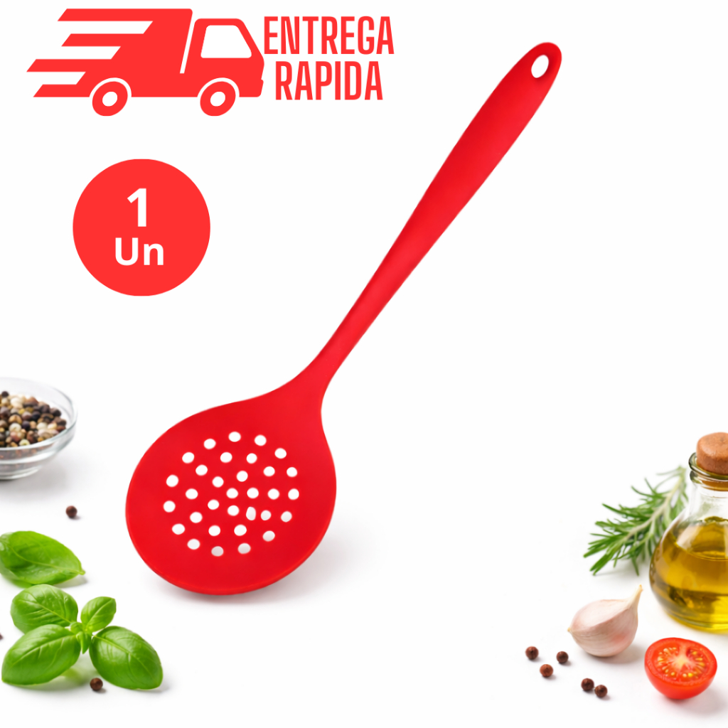 ESCUMADEIRA SILICONE 28,5cm ESPUMADEIRA UTENSILIO DE COZINHA, RESTAURANTE FRITURA RESISTENTE A ALTAS TEMPERATURAS