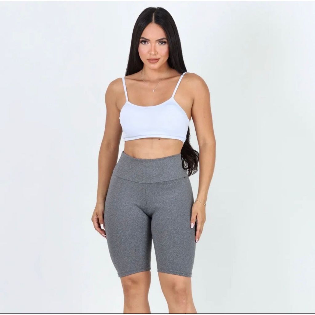 Bermuda Ciclista Suplex Feminino Shorts Legging Fitness Liso Comprido Zero Transparencia