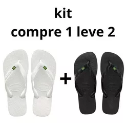 Kit Dois Pares Chinelo Masculino Feminino Original Da Bnadeirin Unissex Sandalia De Dedo