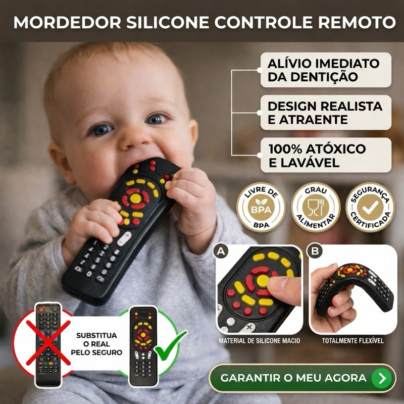 Controle Remoto Mordedor Dentição para Bebê 100% Atóxico