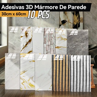 Kit 10 Placas Adesivas 3D Mármore De Parede Relevo Waterproof 30cm X 60cm Decoração em Oferta na Shopee