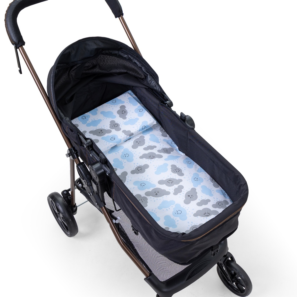1 Colchonete e Travesseiro para Carrinho de Bebê - Conforto e Estilo para Passeios