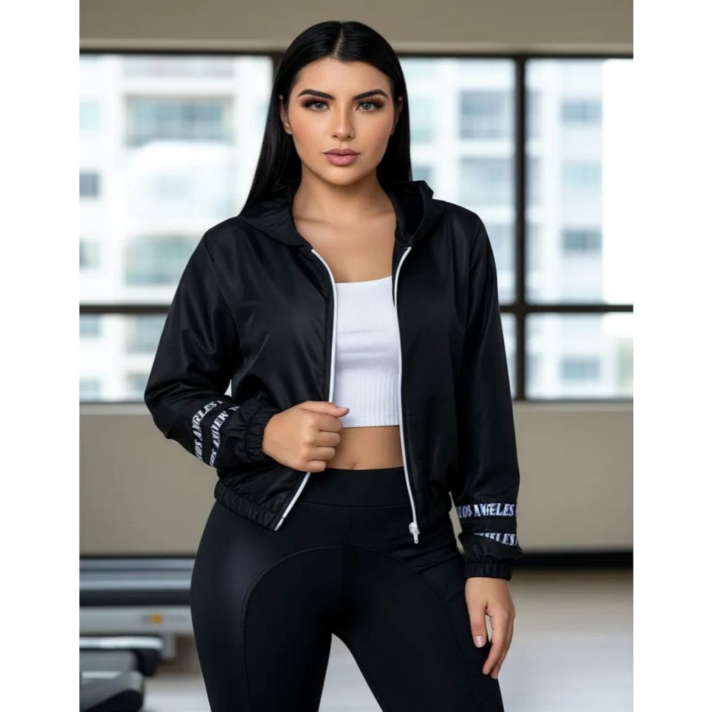 Jaqueta Blusa feminina Corta Vento Com Capuz Moda Outono Inverno