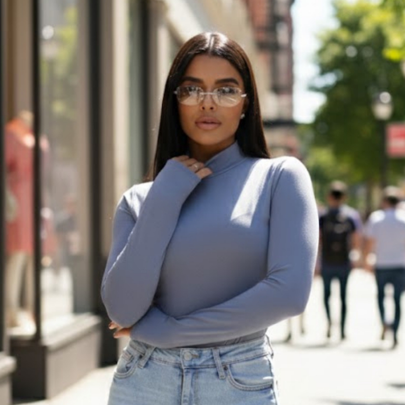 Body Feminino Gola Alta Segunda Pele Manga Longa Suplex Básico Elegante Look Inverno Casual