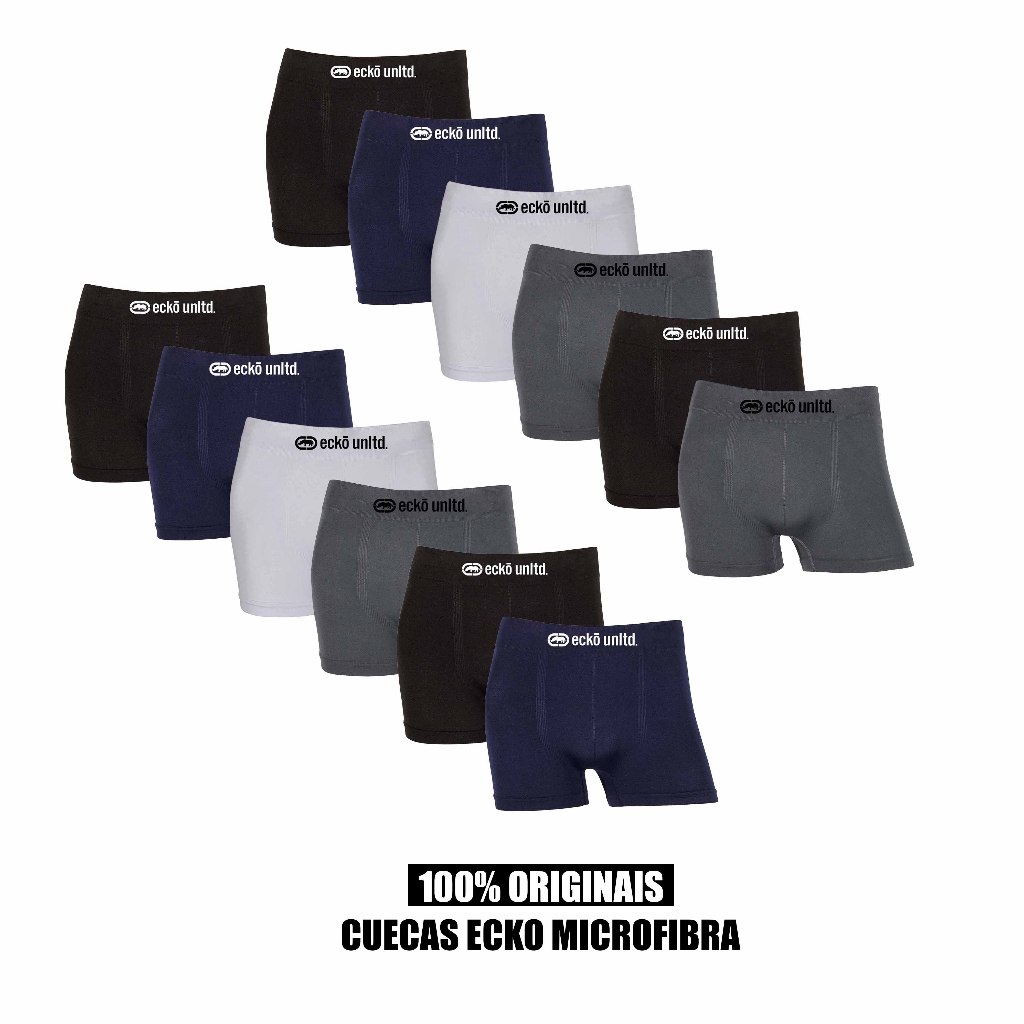 Kit 6 ou 12 cuecas boxer Ecko Original Microfibra