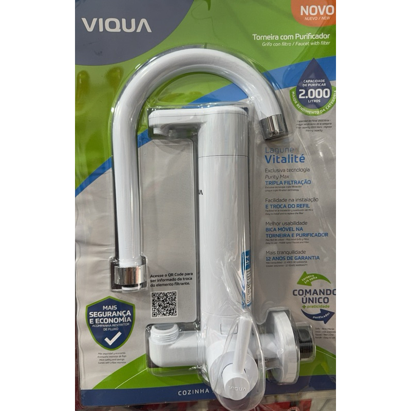 Torneira de Parede Viqua Lagune Vitalité Branca - Design Moderno e Tripla Filtração