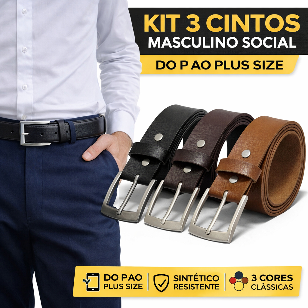 Cintos Couro Social Masculino Do P Ao Plus Size Com Passante Reforçado em Oferta na Shopee