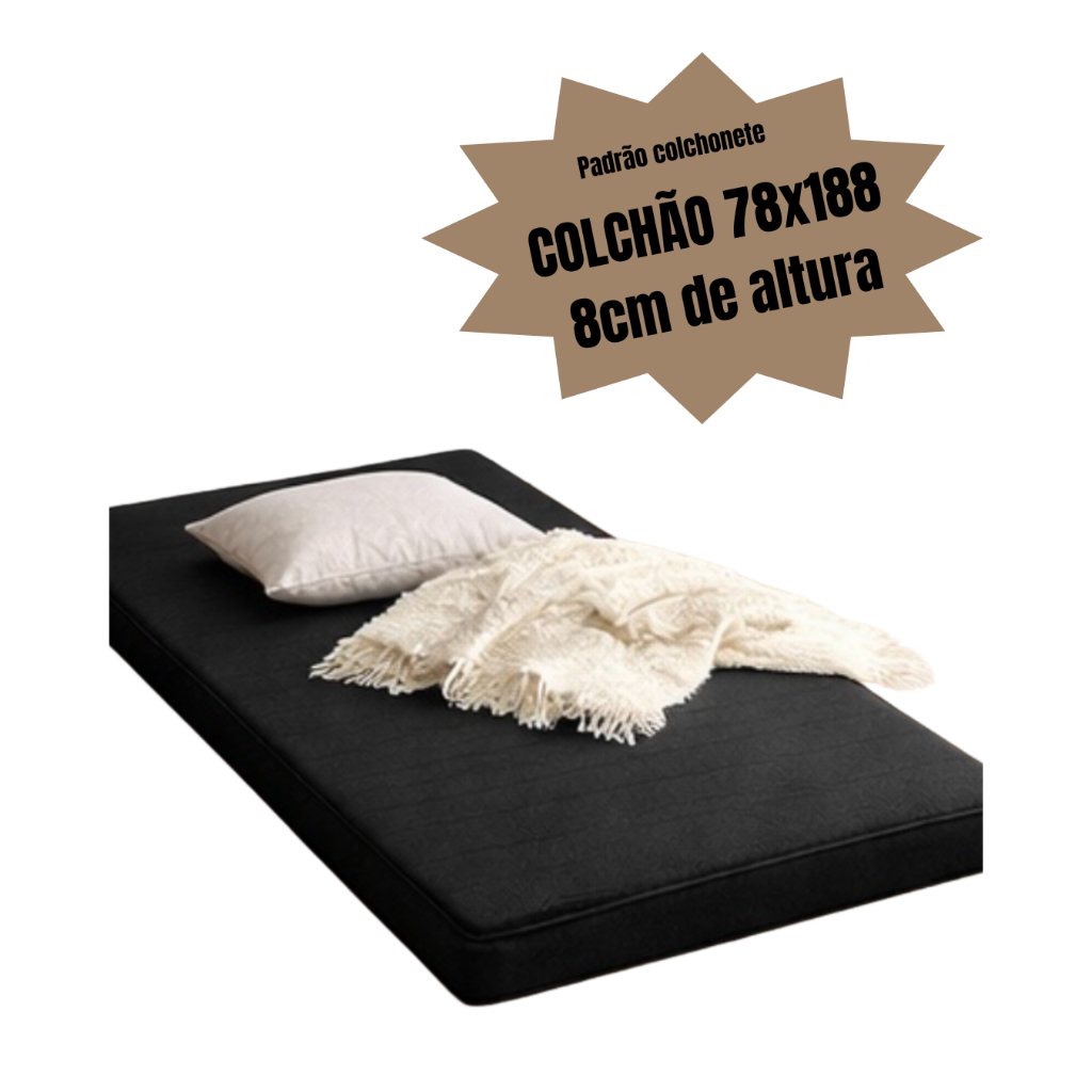 COLCHÃO COLCHONETE SOLTEIRO com 8cm de altura - 78x188