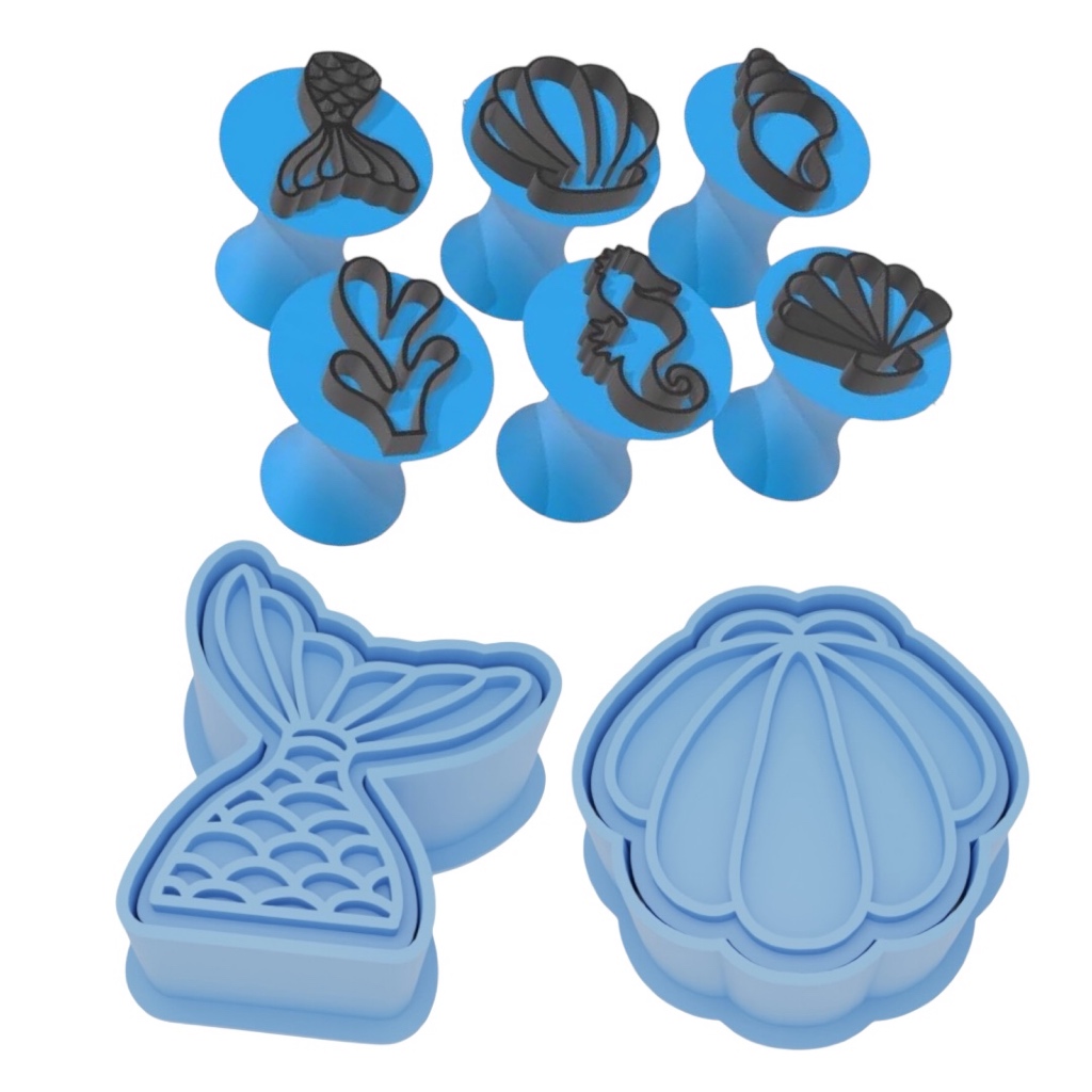 Kit Ejetor Doce Carimbo Marcador Brigadeiro Mar Concha Sereia Cavalo Marinho Sereia