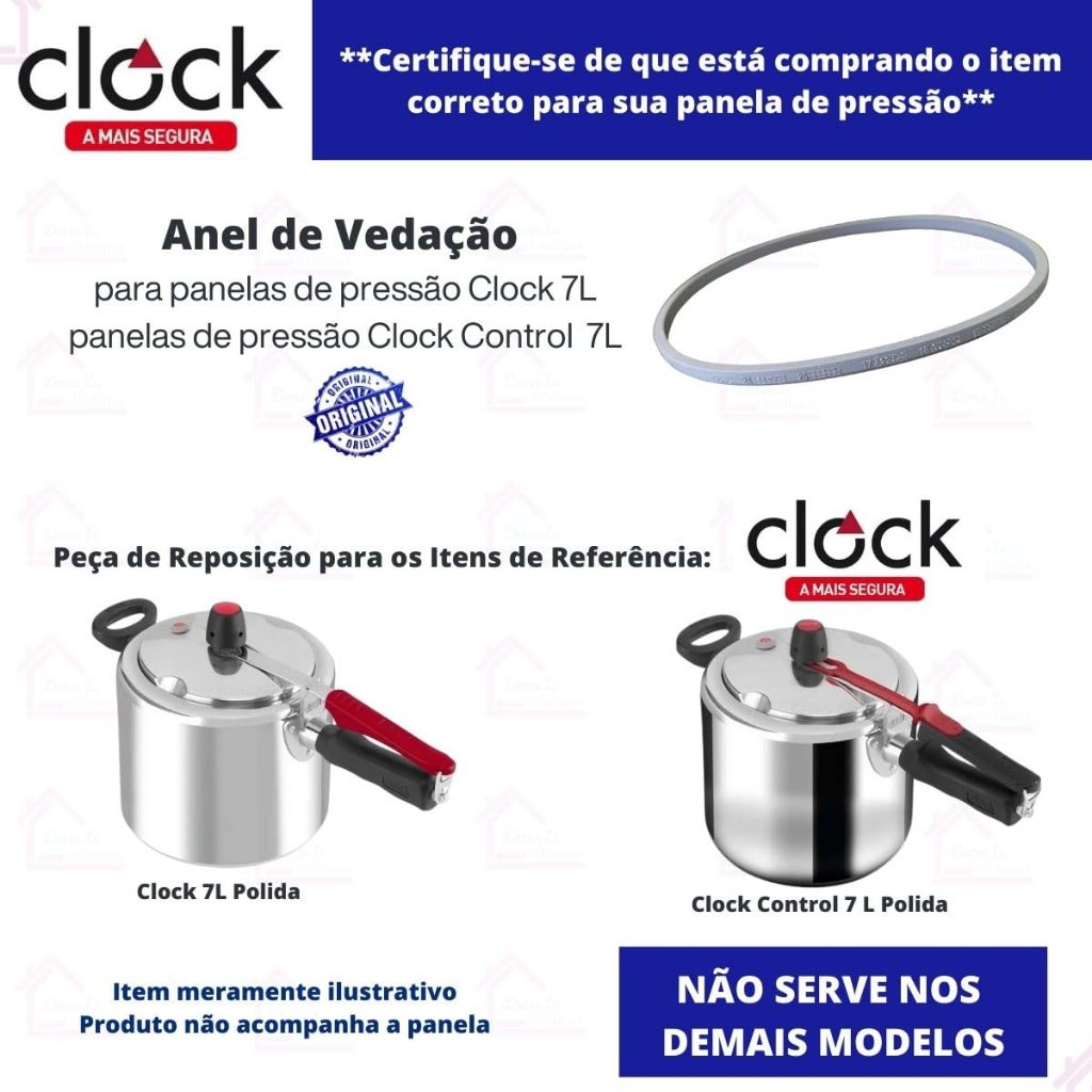 Borracha De Silicone Original Reparo Panela De Pressão Clock e Rochedo 7 Litros Cinza