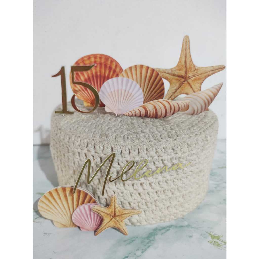Topo de Bolo Conchas - Fundo do Mar - Aniversário