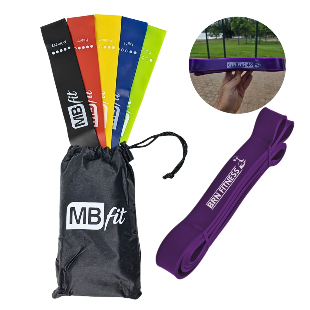 Kit 6 Pcs 5x Elástico Theraband Casa Academia + Extensor Superband Pesado Treno Treino Funcional