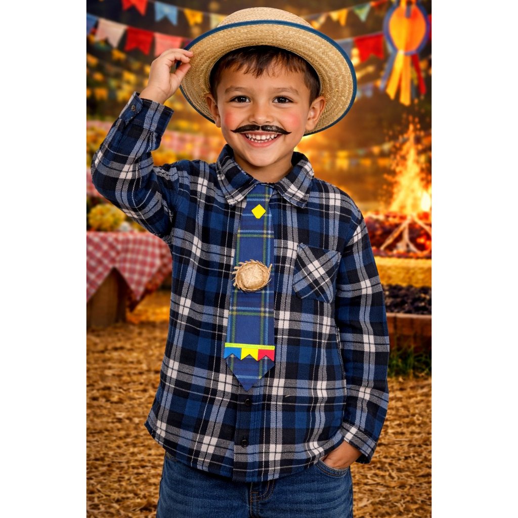 CAMISA XADREZ FLANELADA COM CHAPÉU, GRAVATA E RETALHO ENVIO JÁ.