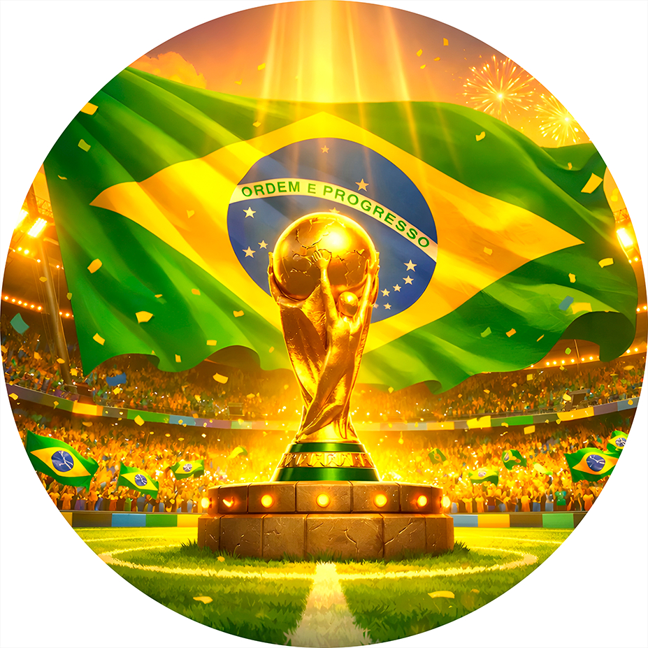 Painel de Festa Redondo em tecido sublimado tema Copa do Mundo 2026