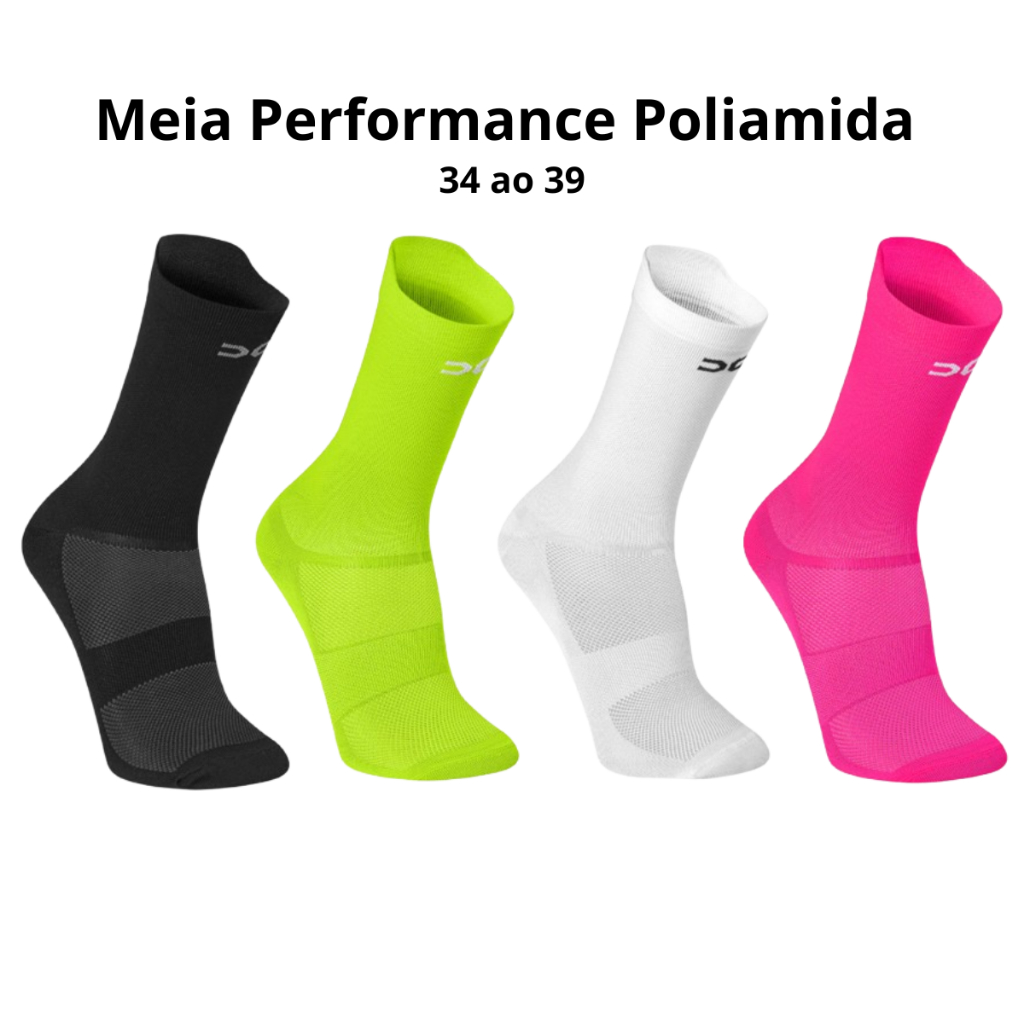Meia Esportiva Corrida Poliamida Adulto 3D Respirável Academia Crossfit Ciclismo Cano Médio 34 - 39