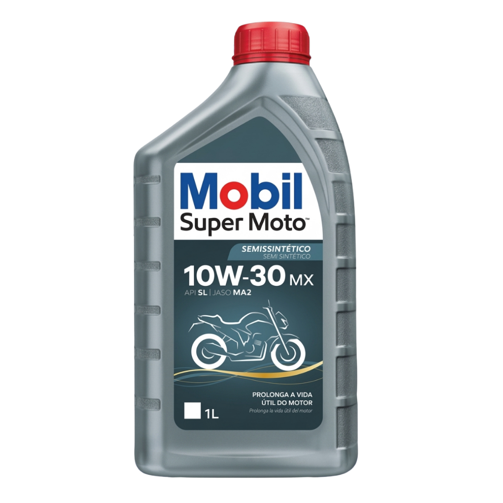 Óleo Mobil Super Moto 10w30 MX Semissintético API SL JASO MA2 1 Litro