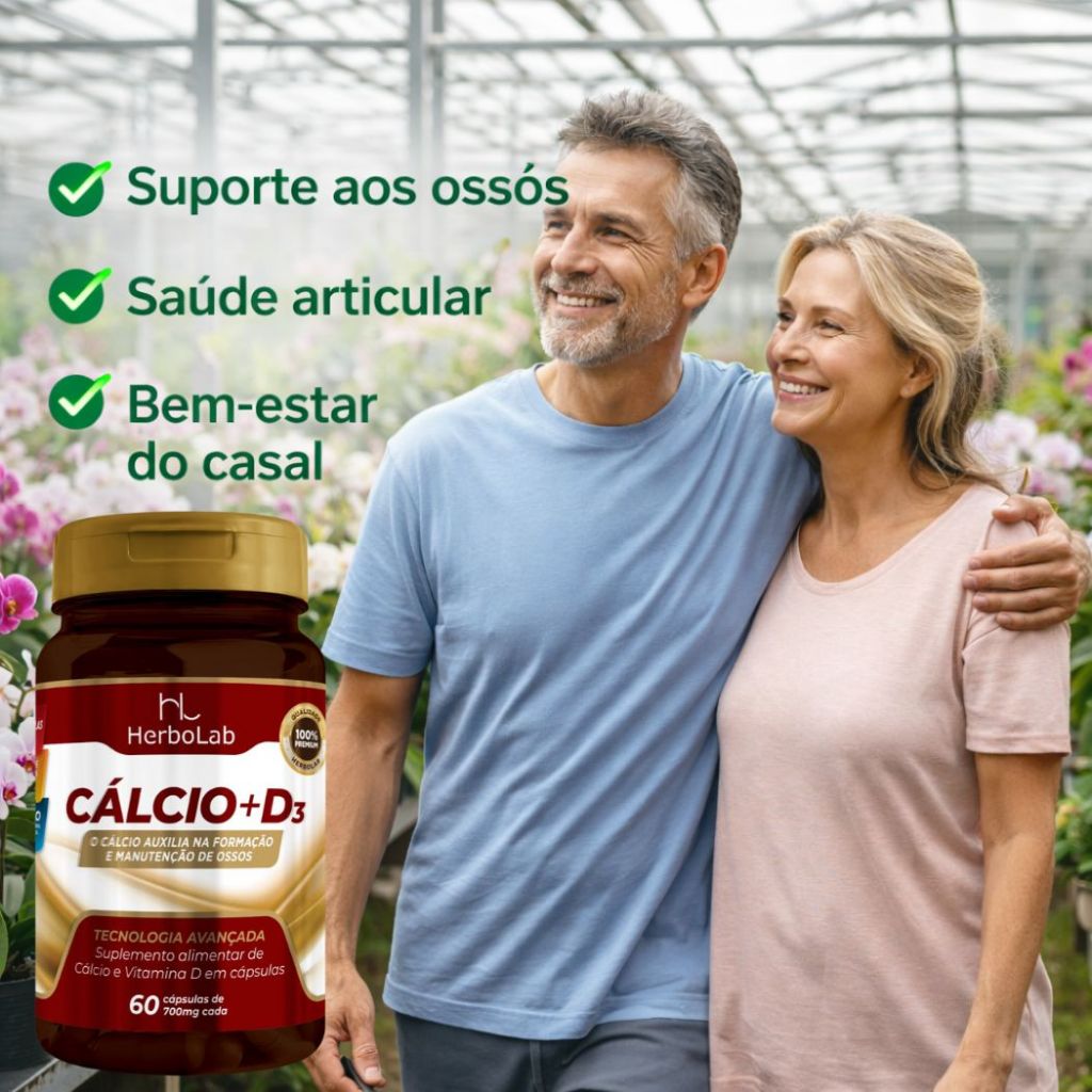 Cálcio Com Vitamina D3 Com 60 Cápsulas 700mg Herbolab