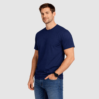Camiseta Azul Marinho Lisa Unissex 100% Algodão Premium Alta Qualidade Toque Suave Confortável em Oferta na Shopee
