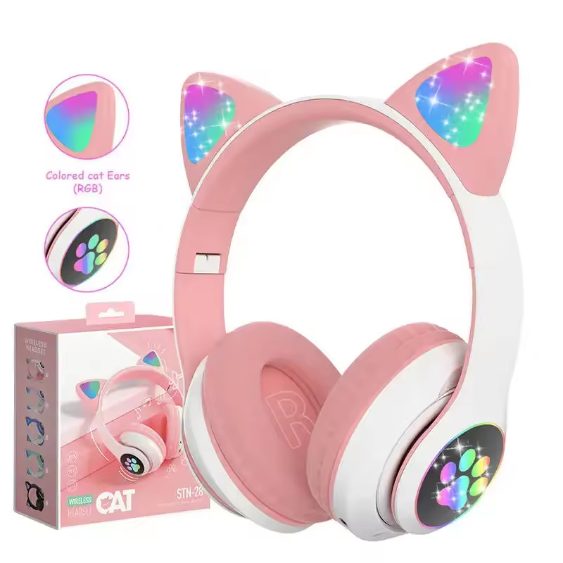 Headphone Gamer Cat LED - Fone Gatinho Colorido para Smartphone-X4/X2