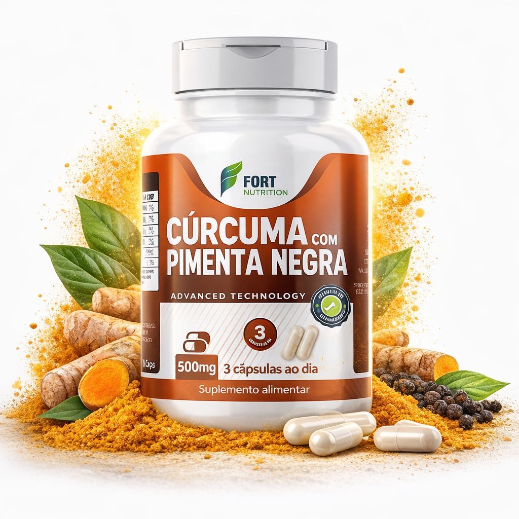 CÚRCUMA+PIMENTA NEGRA FORT 120 CÁPSULAS ANTIOXIDANTE DIGESTÃO IMUNIDADE