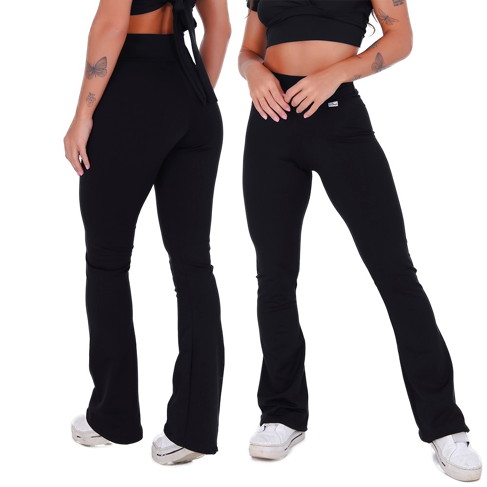 Calça Legging Feminina Forrada Flare Cintura Alta