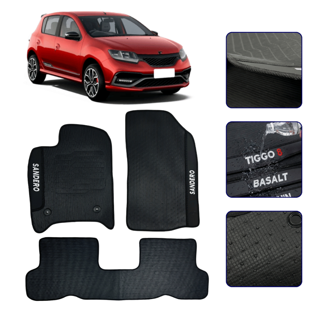 Jogo de Tapete Emborrachado para Sandero Todos os Anos Kit Automotivo