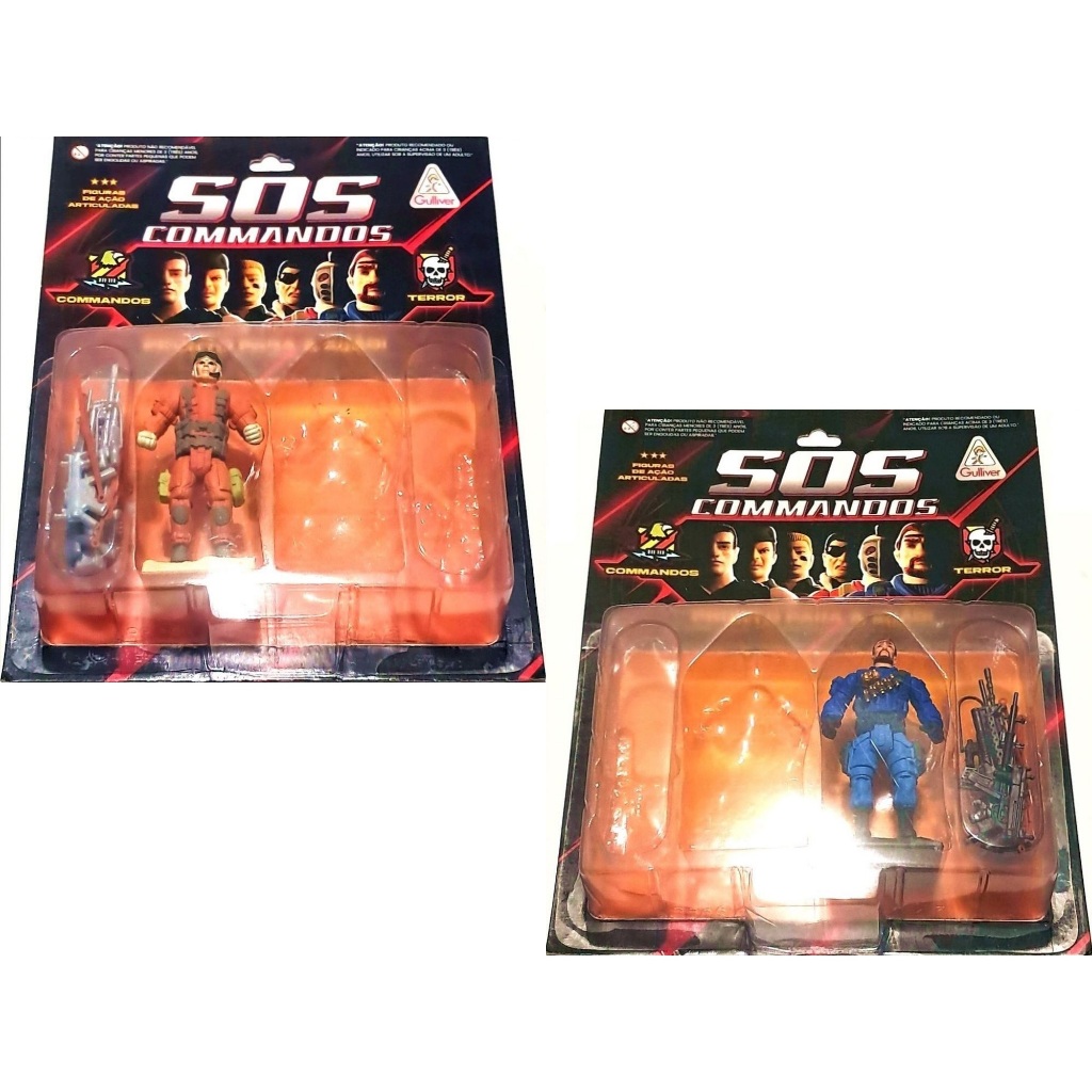 Bonecos SOS Commandos Vs Terror: J. Dean e Shark: Anos 80: Anos 90: Nostalgia: Gulliver Brinquedos.