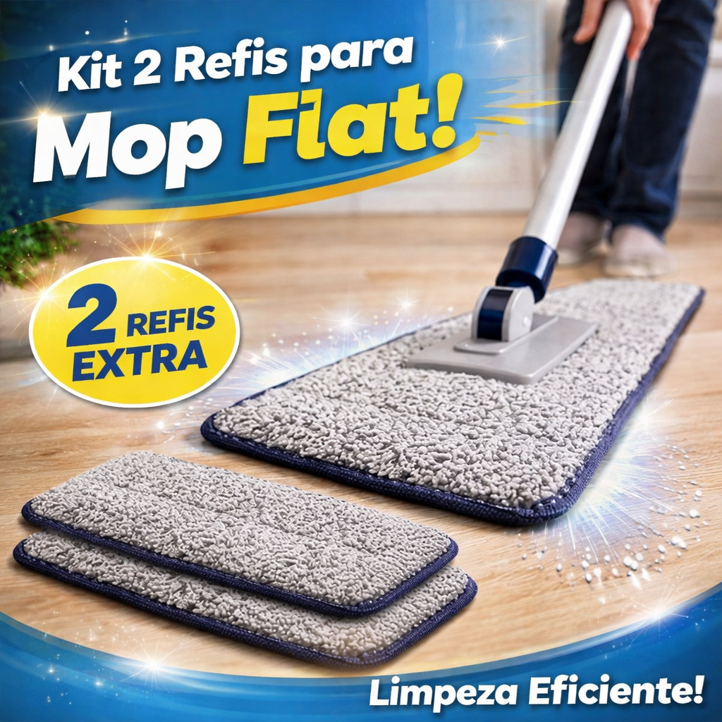 Kit Refil Mop Flat Microfibra Absorvente Duravel Limpeza Facil Substituicao Rapida