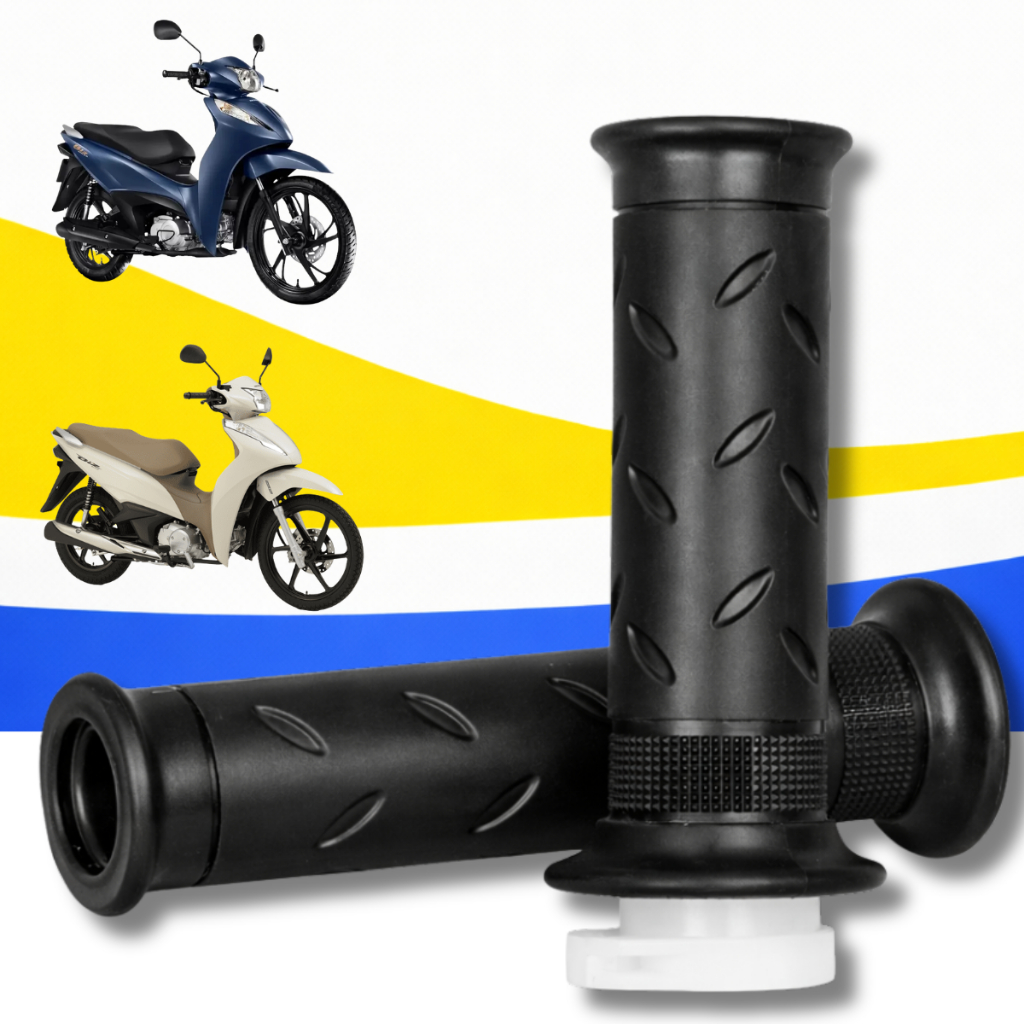 Par Manopla Moto Honda Biz 125 2018-2025 Preta Vazado Com Roldana 22mm