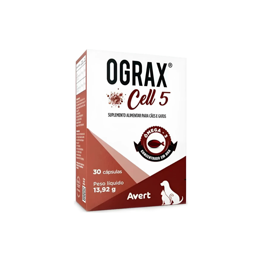 Ograx Cell 5 Suplemento Alimentar Cachorros Cão Cães Omega 3 Cães Gatos 30 Cps