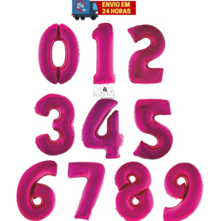 Kit C/ 2 Balões Numero Metalizados Rosa Decoração Festa Aniversário Evento - 40 cm em Oferta na Shopee