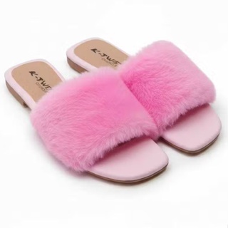 Pantufa Rasteirinha Pelúcia Luxo, Bico aberto, Rasteira com Pelinho Feminina - Chinelo de Quarto,  Do 34 ao 40 em Oferta na Shopee