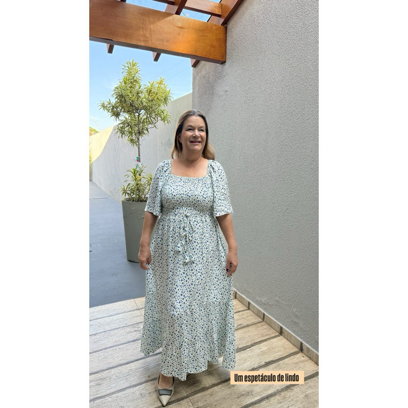 vestido viscolinho lastex manga solta MIDI / ATENÇÃO A NUMERAÇÃO VESTE 38/46 em Oferta na Shopee