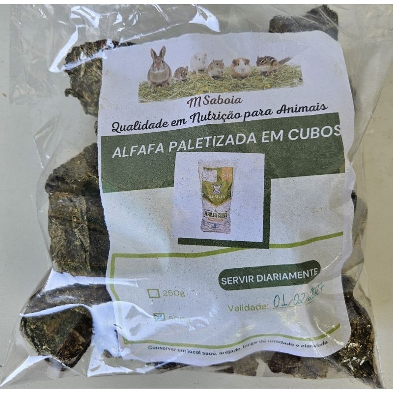 Cubos de Alfafa Importada para Coelho Hamster Chinchila Roedores 100% Desidratada Alfavita