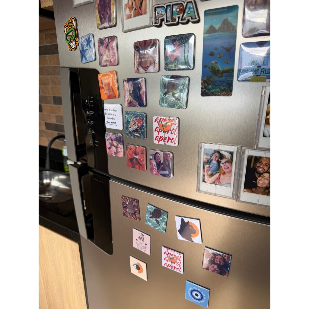 Imãs de geladeira (metálico) com Impressão em papel fotográfico personalizado - kit com 10 unidades