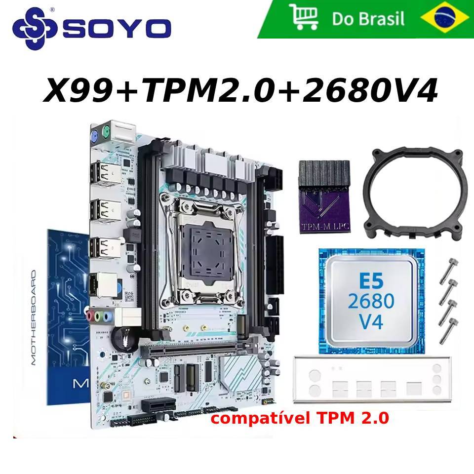 KIT UPGRADE PLACA-MÃE X99 + TPM 2.0 + XEON 2680V4  SUPORTE A MEMORIA RAM DDR4 NVME 3.0