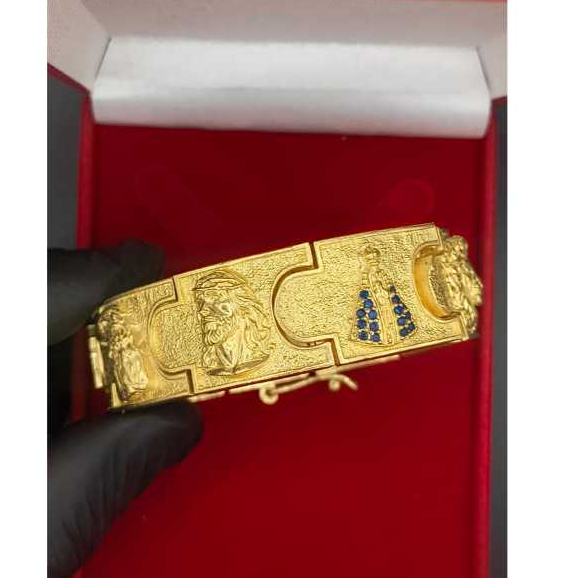 PULSEIRA BRACELETE PERSONALIZADO FÉ NOSSA SENHORA CRISTO CRAVEJADO 100% MOEDA ANTIGA