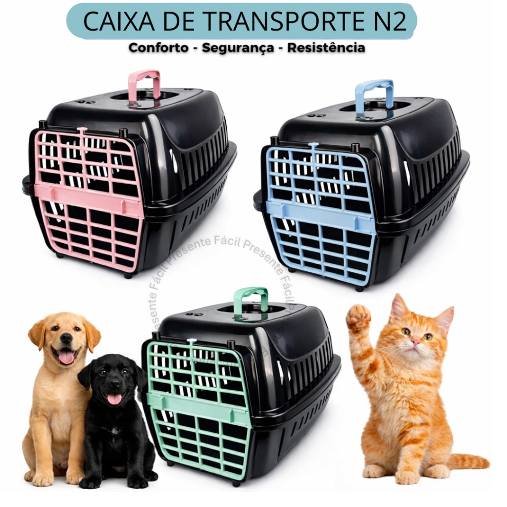 Caixa de Transporte N2 Premium Transportadora Passeio Viagem Pet Animais Gato Cães Coelho Resistente Alça Trava em Oferta na Shopee