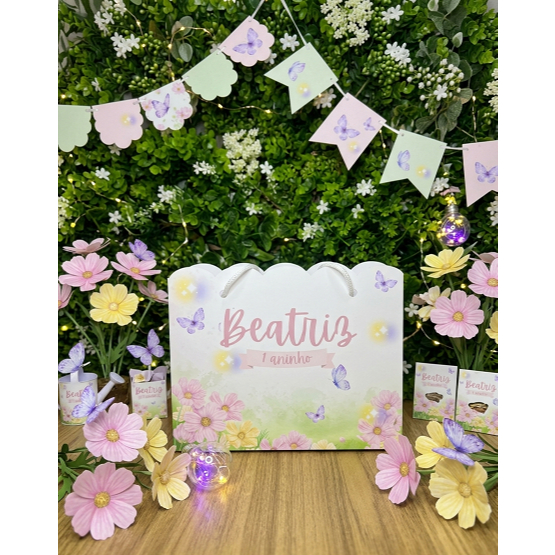 Sacola Personalizada Festa Infantil Aniversário | Sacolinha Surpresa Tema Personalizado Pegue e Monte - jardim encantado
