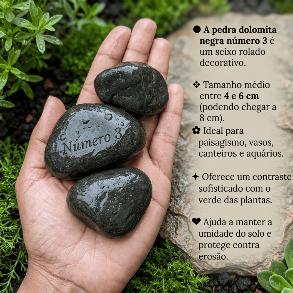 Pedra Seixo Preto Dolomita 1kg até 20kg Pedra de Marmore - Jardim Calçada Paisagismo Pedra Natural — imagem 2 de 2